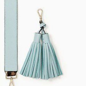 kate spade teal blue tassel fringe keychain key fob ring nwt